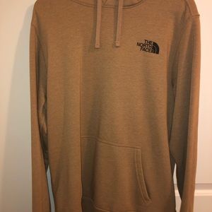 North face hoodie/Tan with black writing